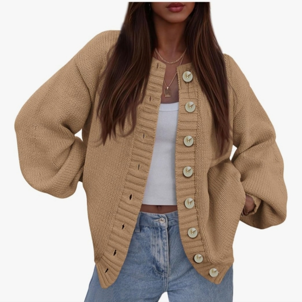 Oversized Slouchy Button-Up Cardigan